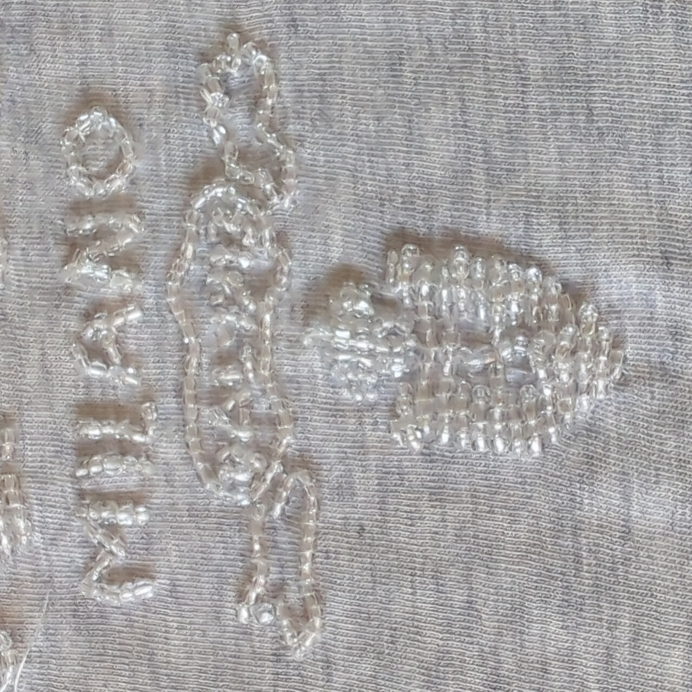 PRADA light-gray cotton vintage -90's embroidered/beaded PRADA Logo - Picture 9 of 13